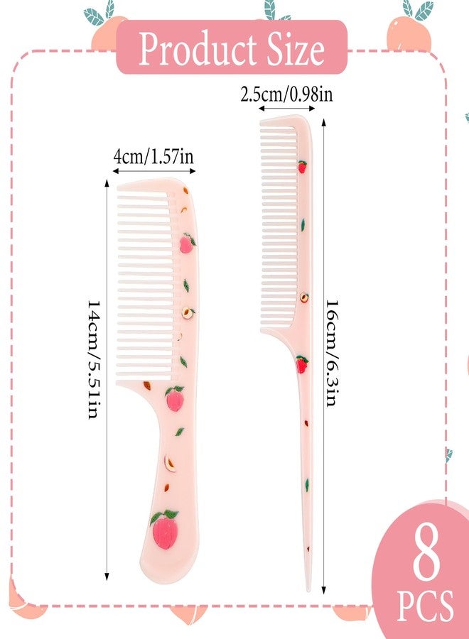 Kifmurase 8 Pcs Cute Hair Comb Set, Toddler Tiny Hair Comb Rat Tail Baby Combs Pink Strawberry Baby Hairs Brush Plastic Parting Combs for Girls Curly Straight Long Hairs - Image 2